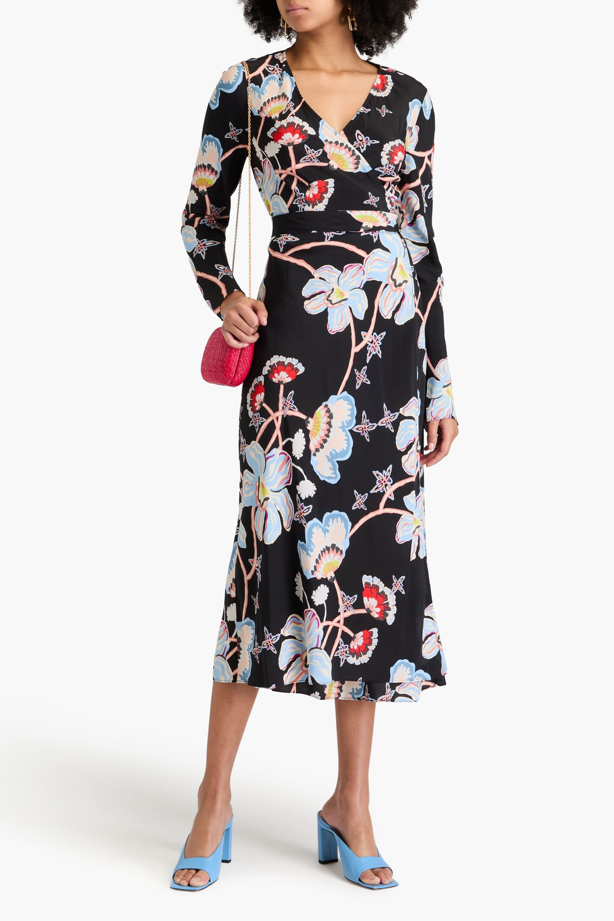 Diane von Furstenberg Tilly floral-print crepe de chine midi wrap dress