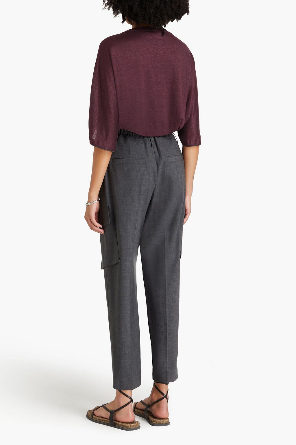 BRUNELLO CUCINELLI T-Shirt aus Jersey aus einer Leinen-Seidenmischung mit Zierperlen