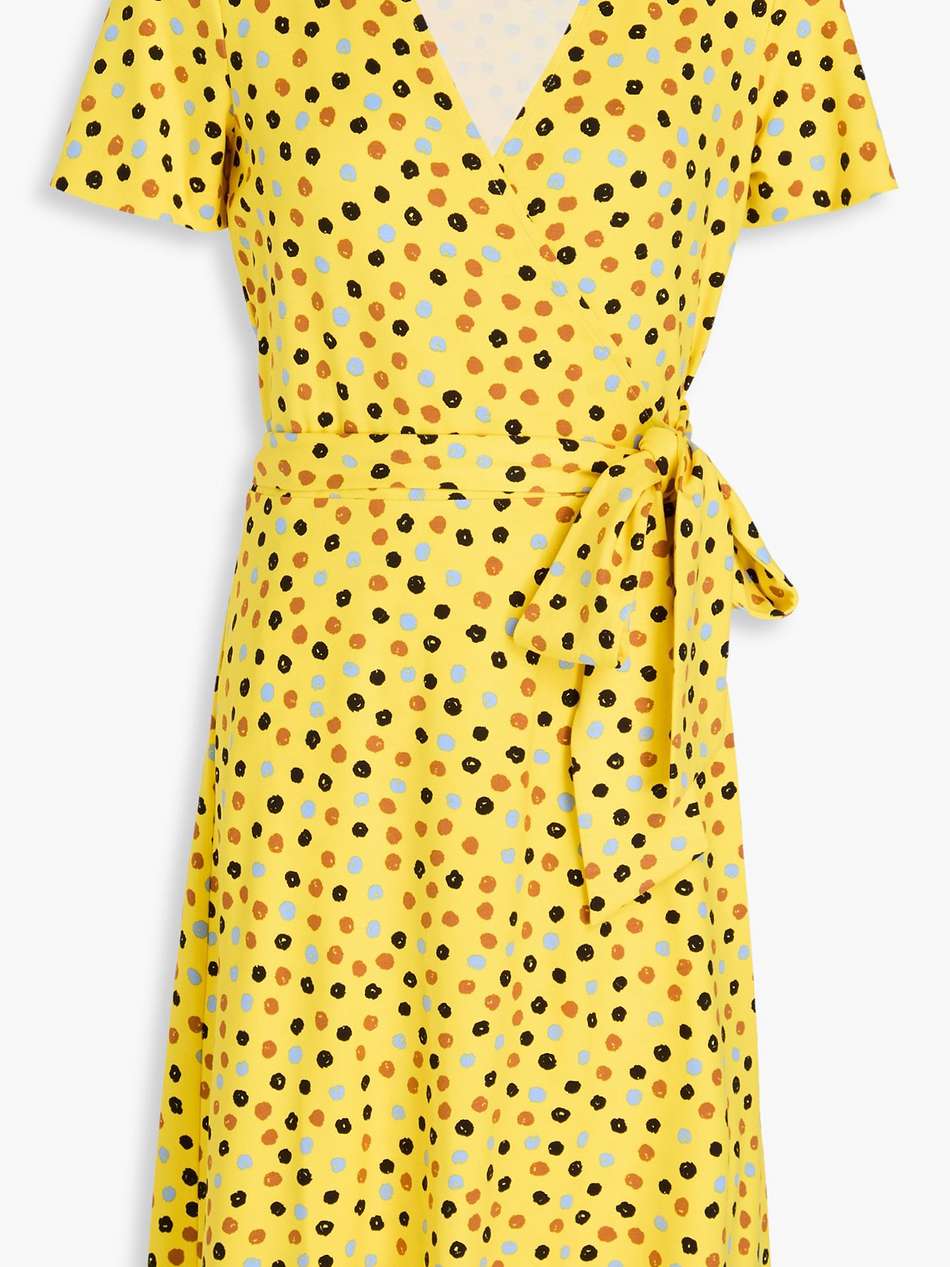 palmina printed jersey mini wrap dress