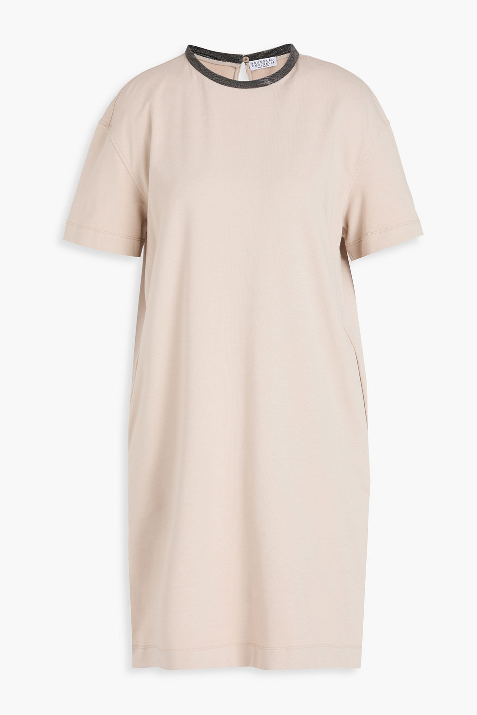 Brunello Cucinelli - Bead-embellished French cotton-blend terry dress - Neutral - S