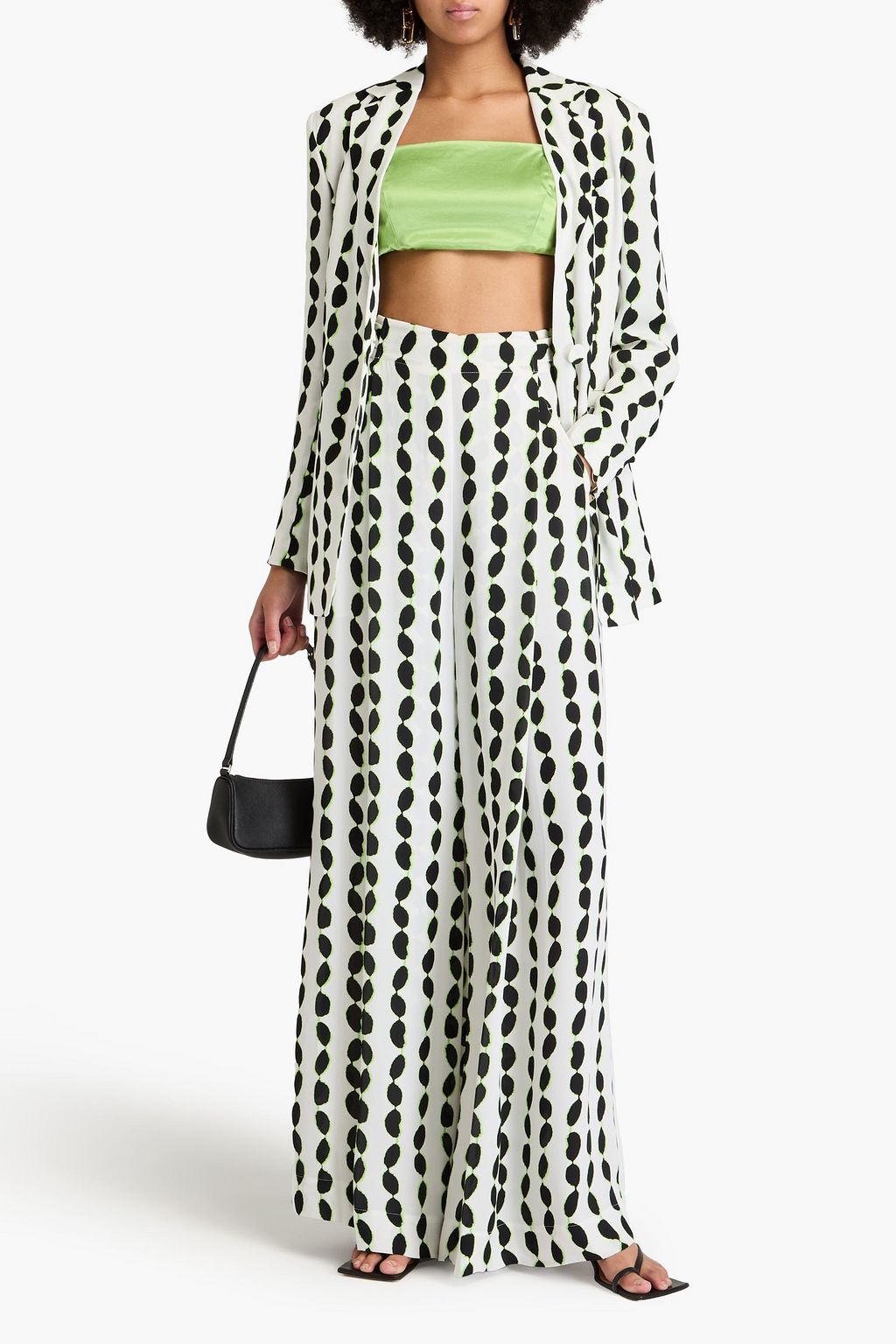 DIANE VON FURSTENBERG بنطال "جيد" بأرجل واسعة من الكريب ومزين بطبعات