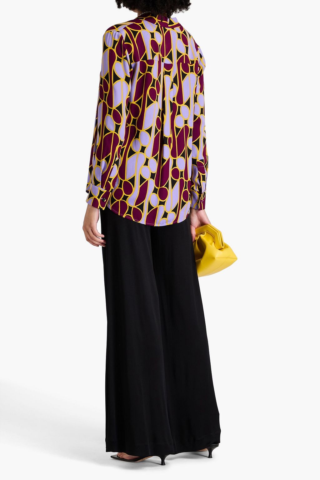 DIANE VON FURSTENBERG 새틴 저지 와이드 레그 팬츠