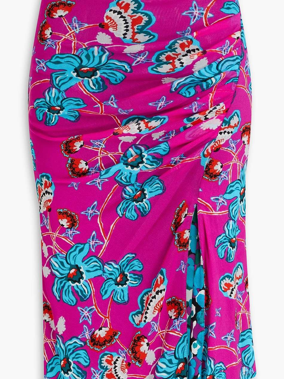 dariella reversible floral-print stretch-mesh skirt