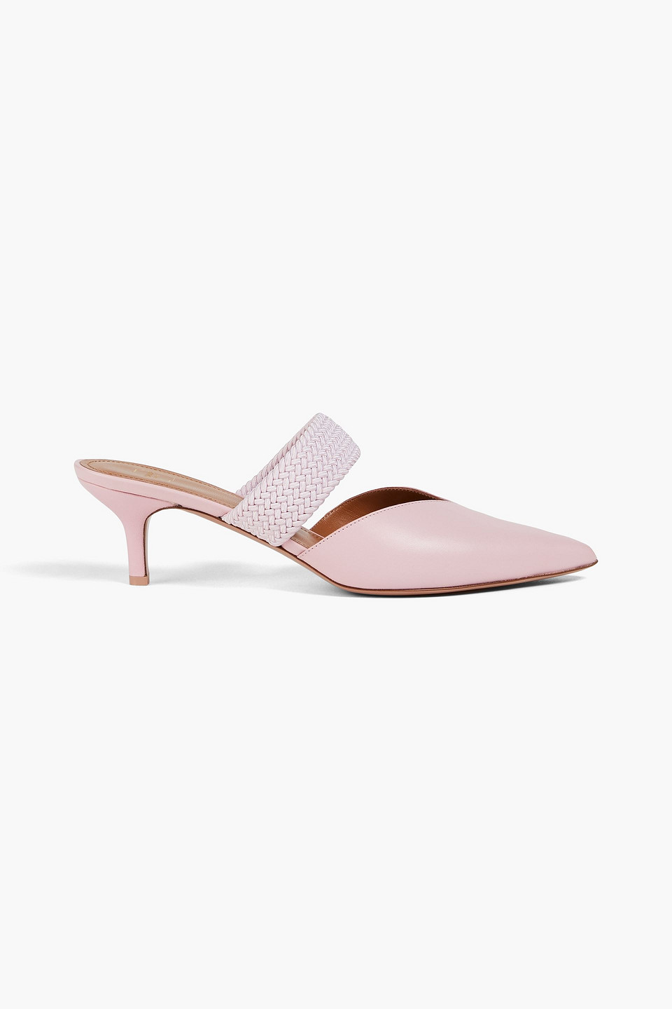 Malone Souliers Maisie Cord-trimmed Leather Mules In Baby Pink