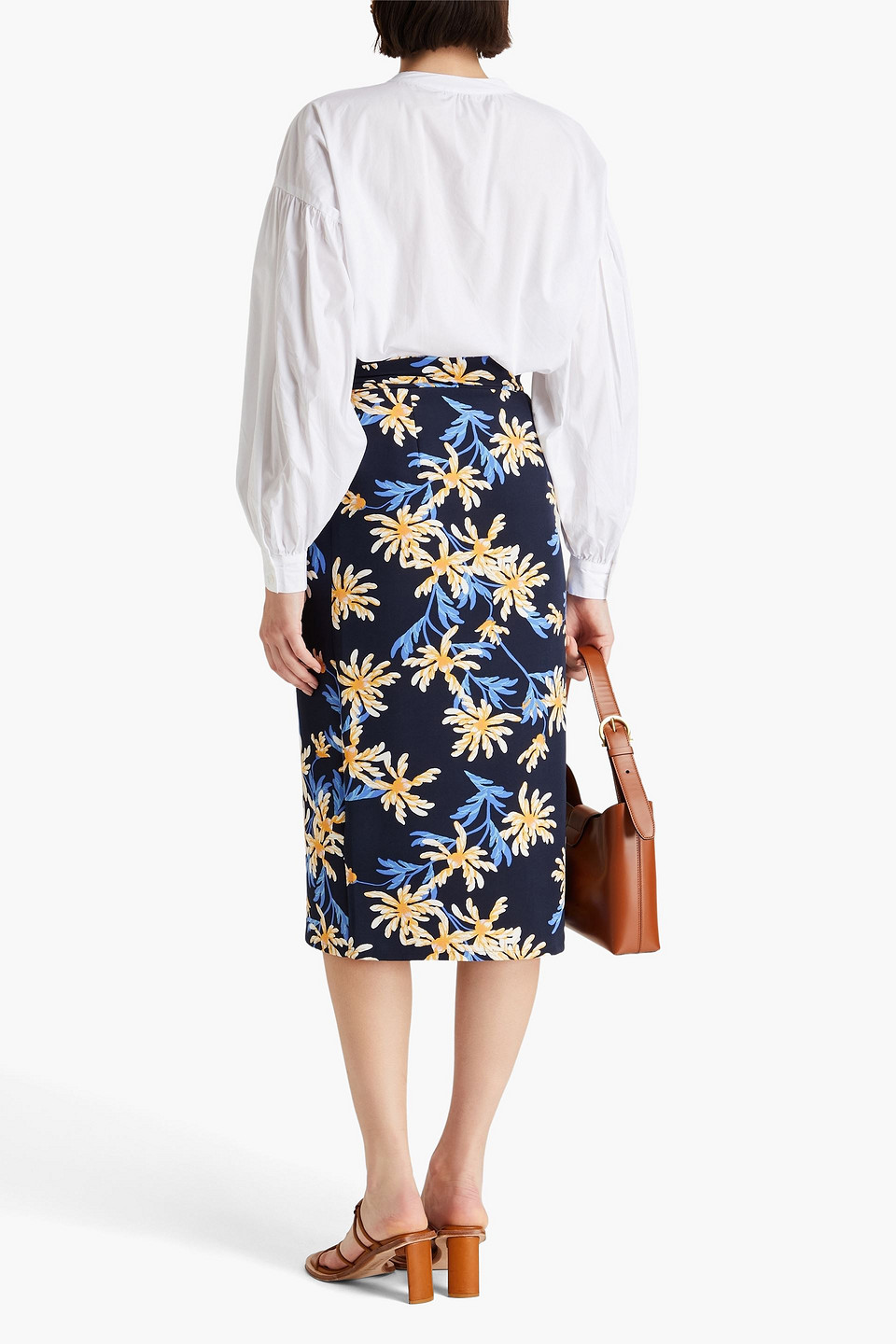 DIANE VON FURSTENBERG ELMA FLORAL-PRINT CADY MIDI WRAP SKIRT