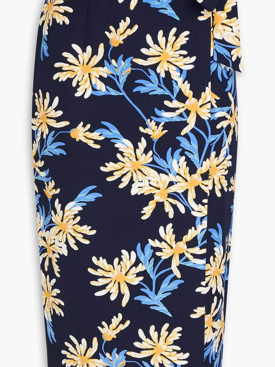 elma floral-print cady midi wrap skirt