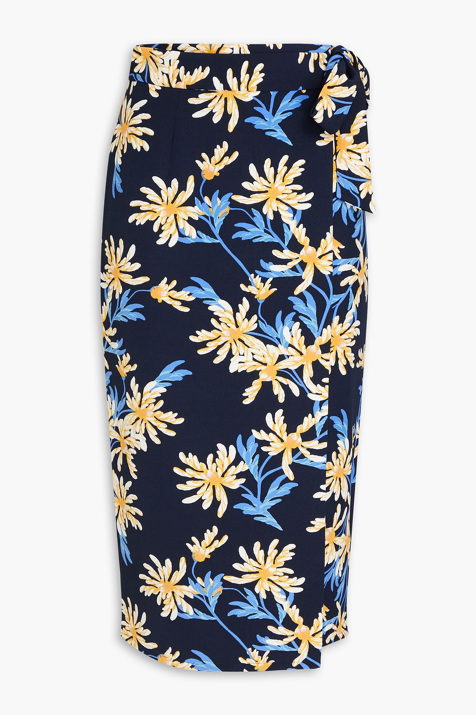 Diane Von Furstenberg Elma Floral-print Cady Midi Wrap Skirt In Navy