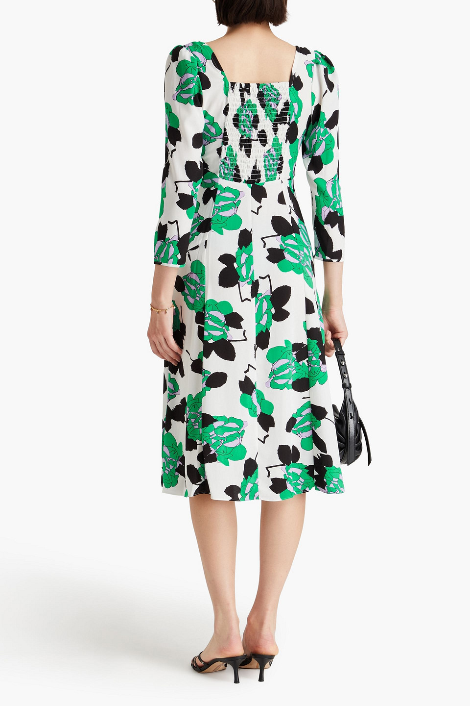 Diane Von Furstenberg Floral-print Crepe Midi Dress In Green