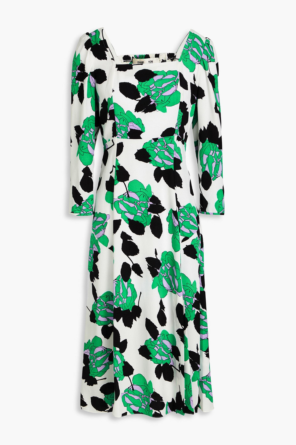 Diane Von Furstenberg Floral-print Crepe Midi Dress In Green