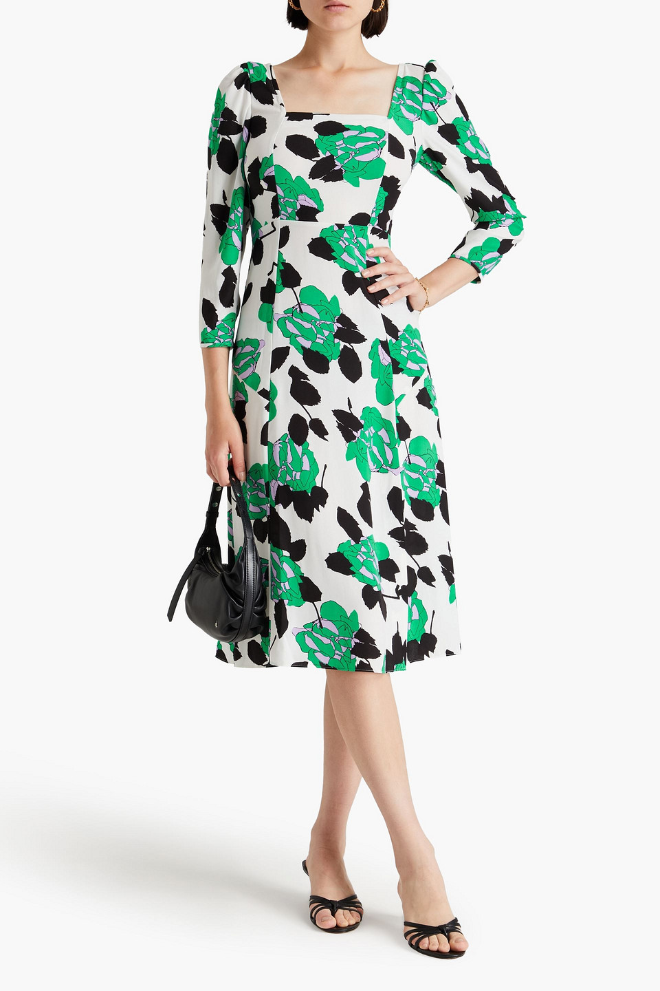 Diane Von Furstenberg Floral-print Crepe Midi Dress In Green