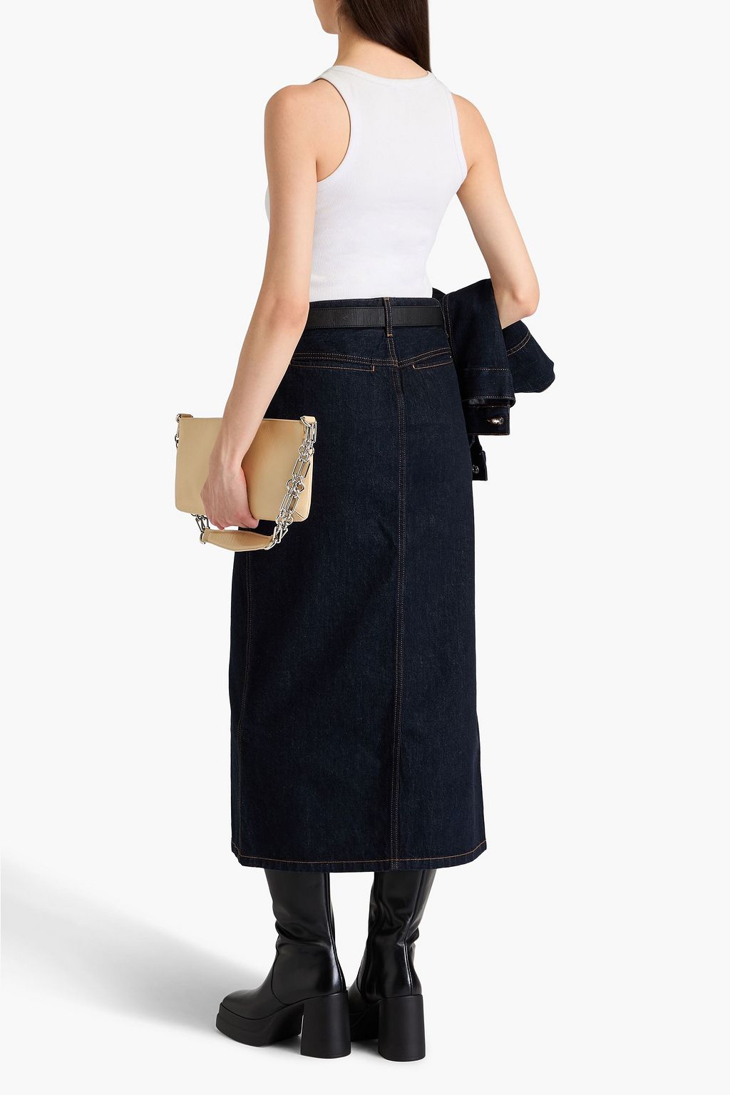 HELMUT LANG 데님 미디 스커트