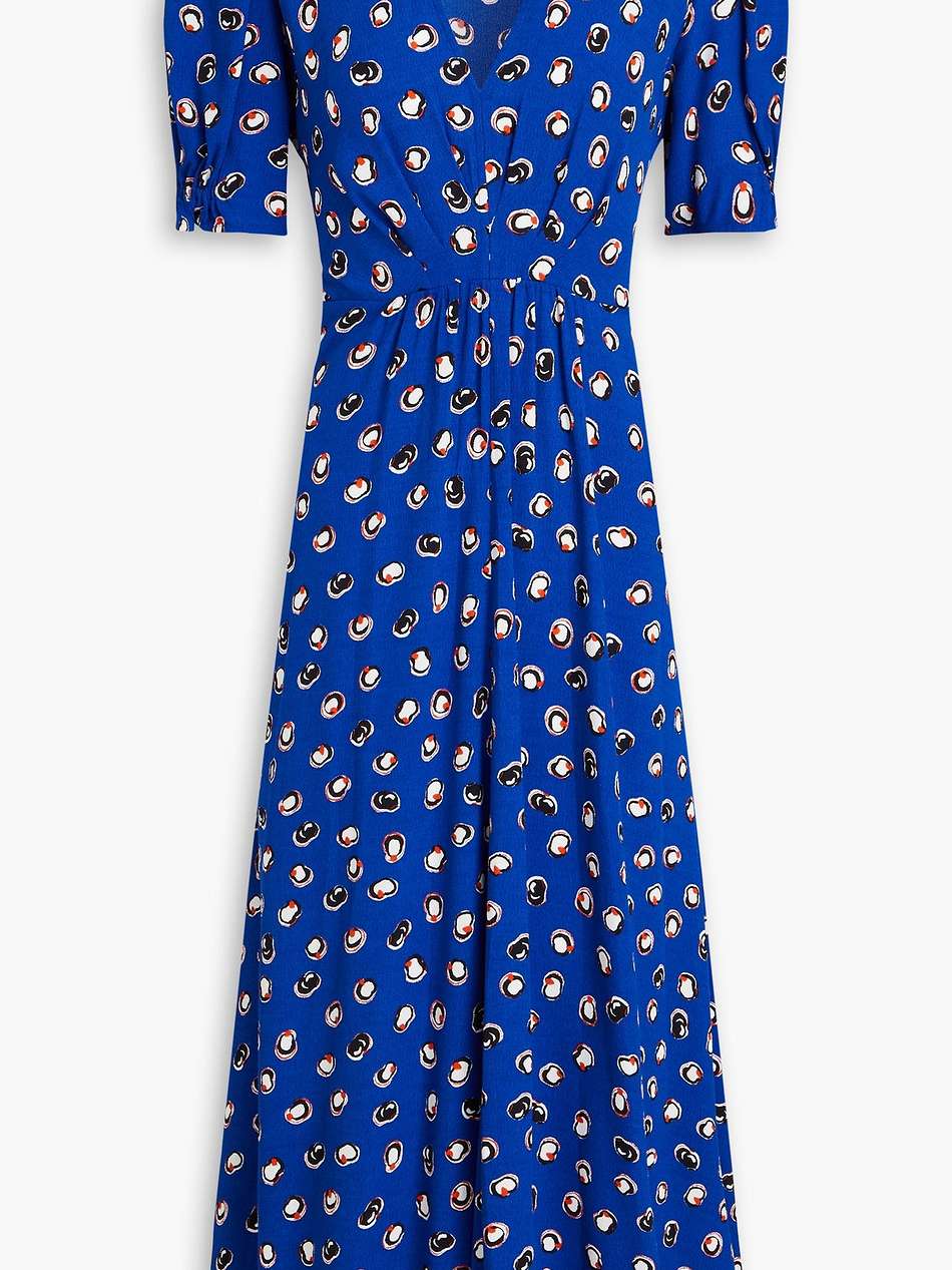 sammie pleated printed crepe midi dress