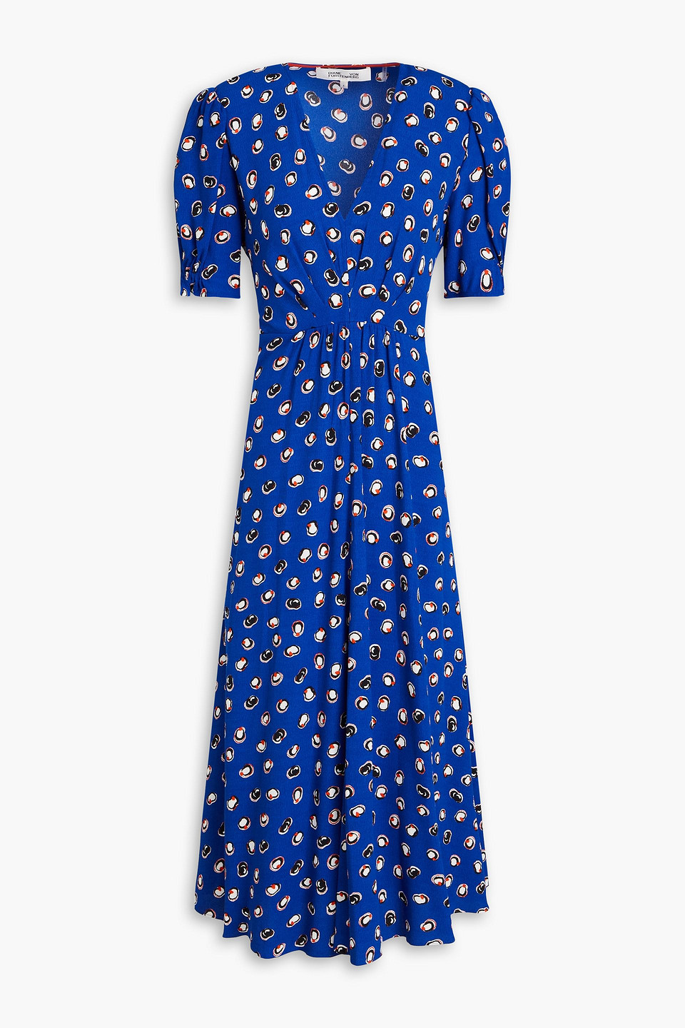 Diane Von Furstenberg Sammie Pleated Printed Crepe Midi Dress In Royal Blue