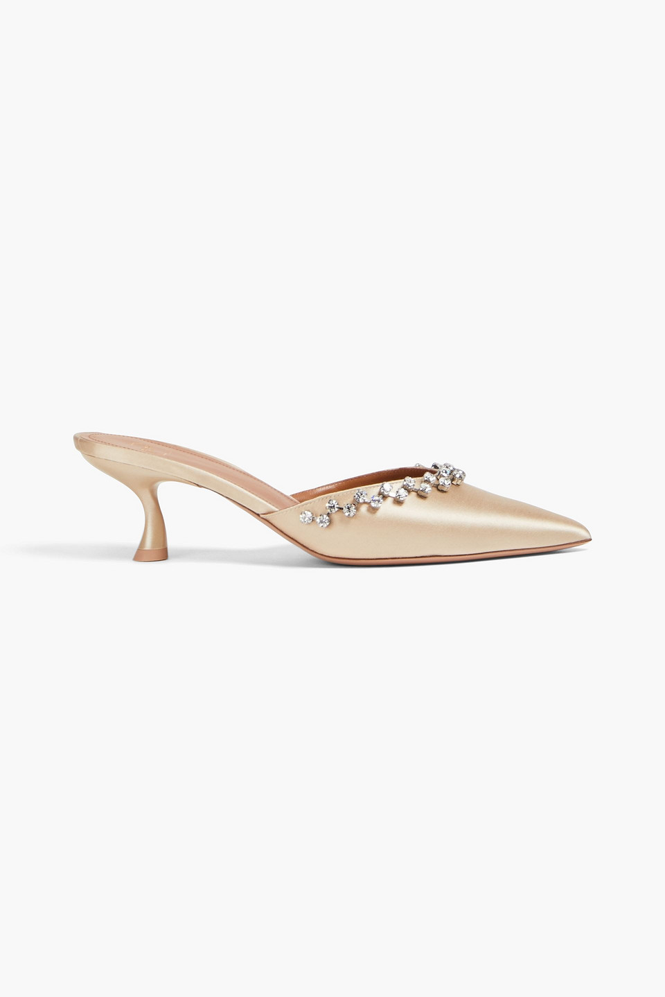 Malone Souliers Gwyn Crystal-embellished Satin Mules In Platinum