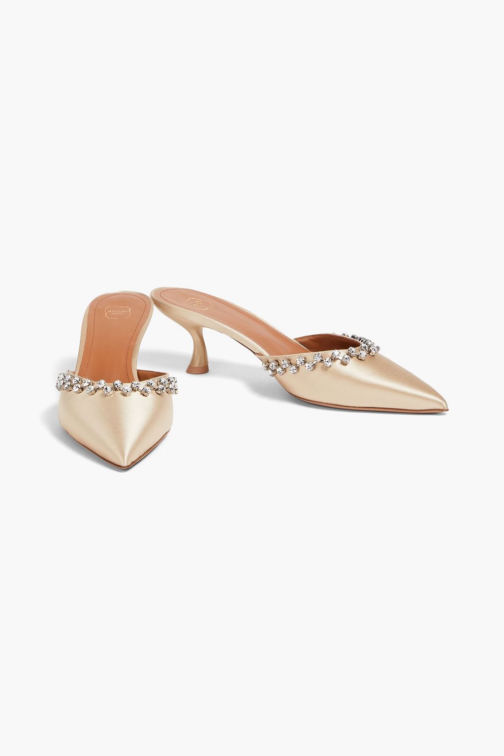 MALONE SOULIERS Gwyn 45 crystal-embellished satin mules