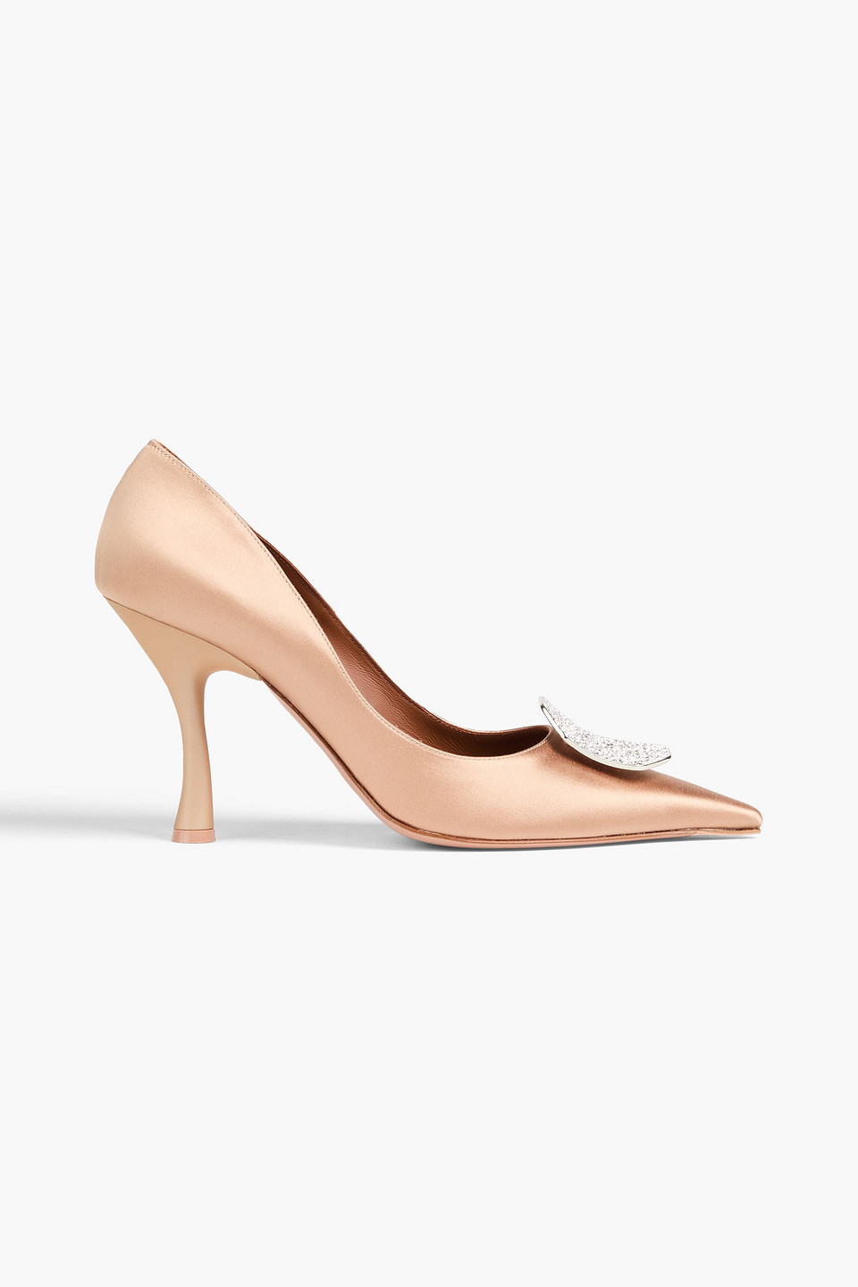 Malone Souliers Vonn 90 Crystal-embellished Satin Pumps In Sand