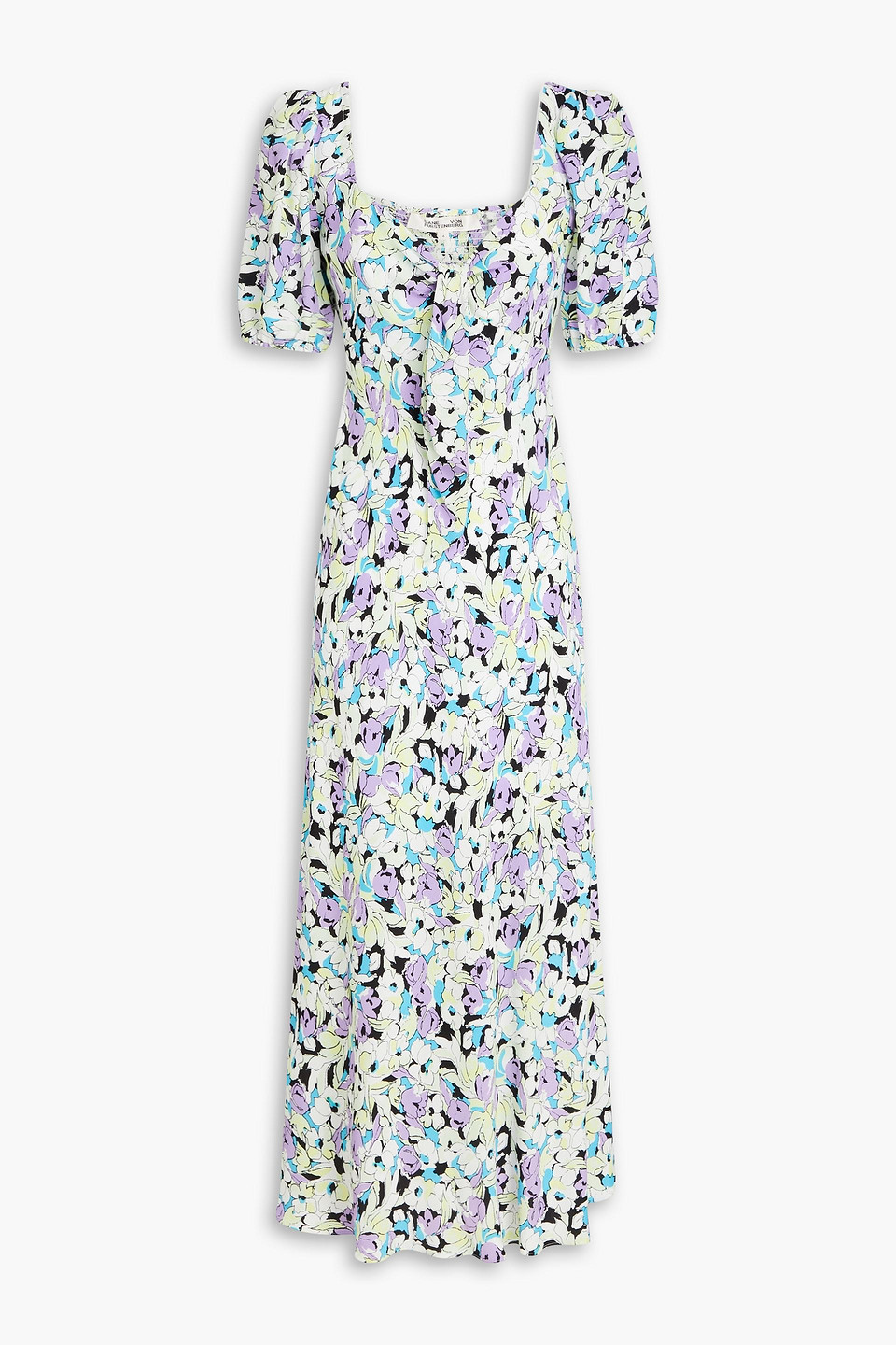 Diane Von Furstenberg Teagan Knotted Floral-print Crepe Midi Dress In Lavender