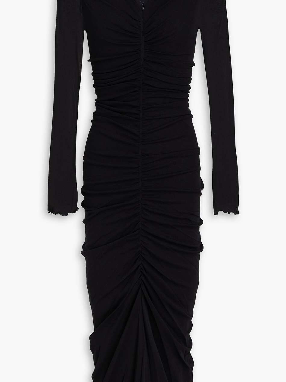 alabama ruched stretch-mesh midi dress