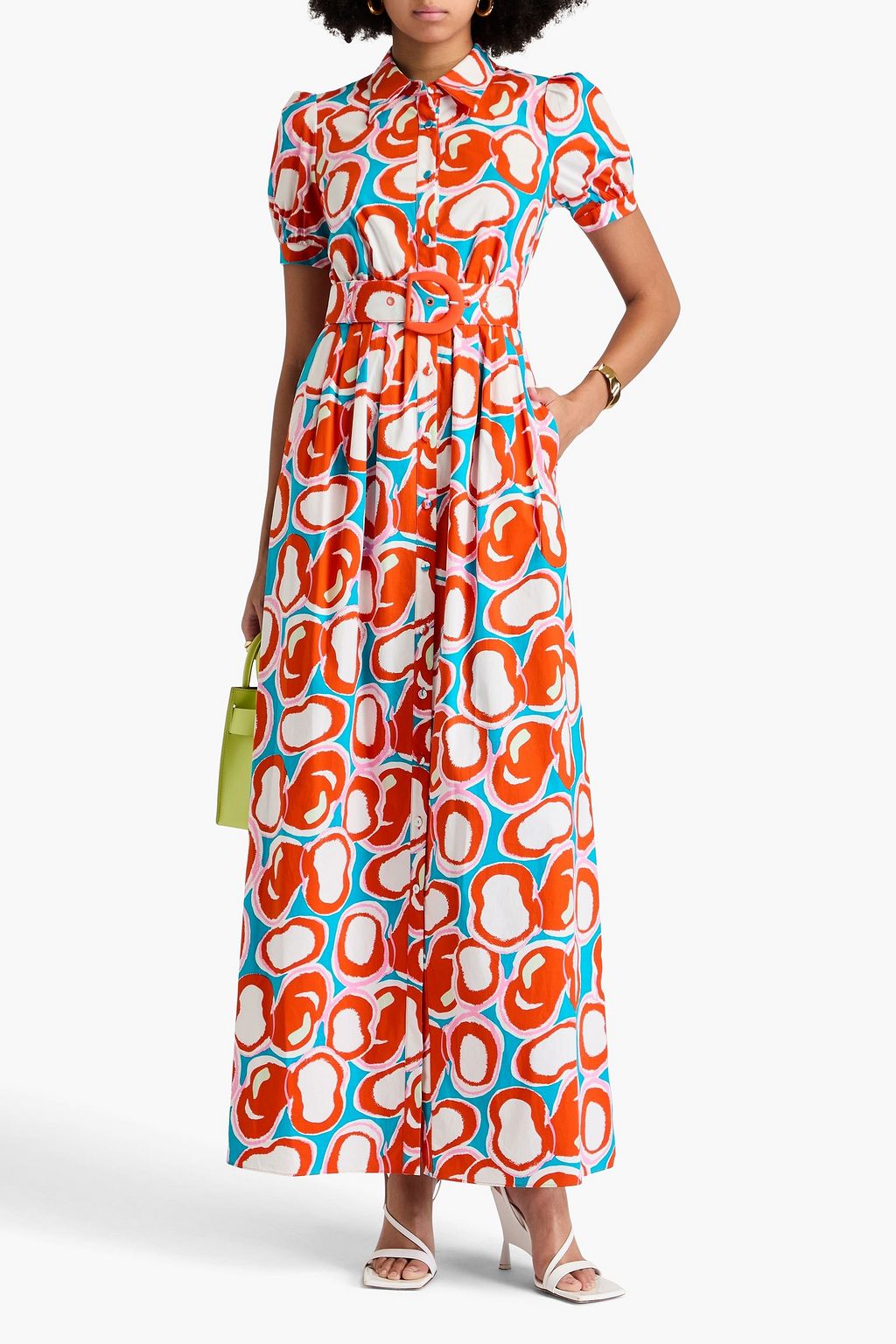 DIANE VON FURSTENBERG Paddy plissiertes Hemdkleid aus Stretch-Baumwollpopeline mit Print in Maxilänge