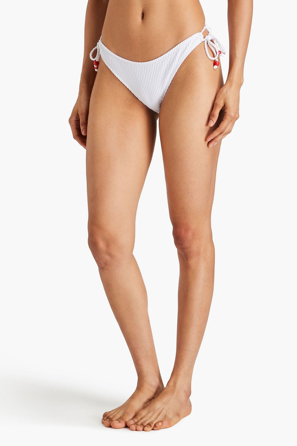 FISCH Hani Pearl embellished seersucker bikini briefs