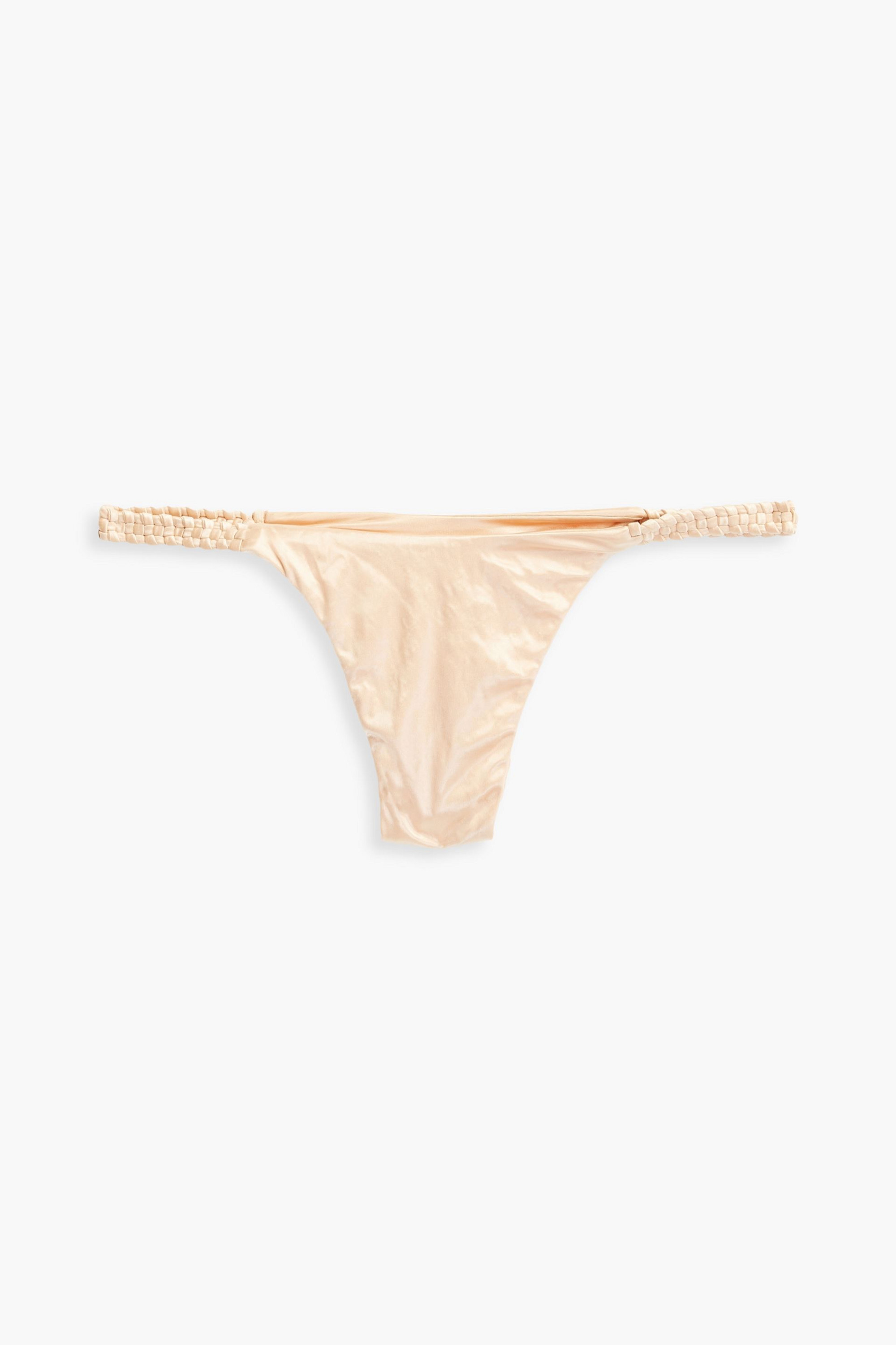 ISA BOULDER Woven metallic stretch-satin low-rise bikini briefs thumbnail