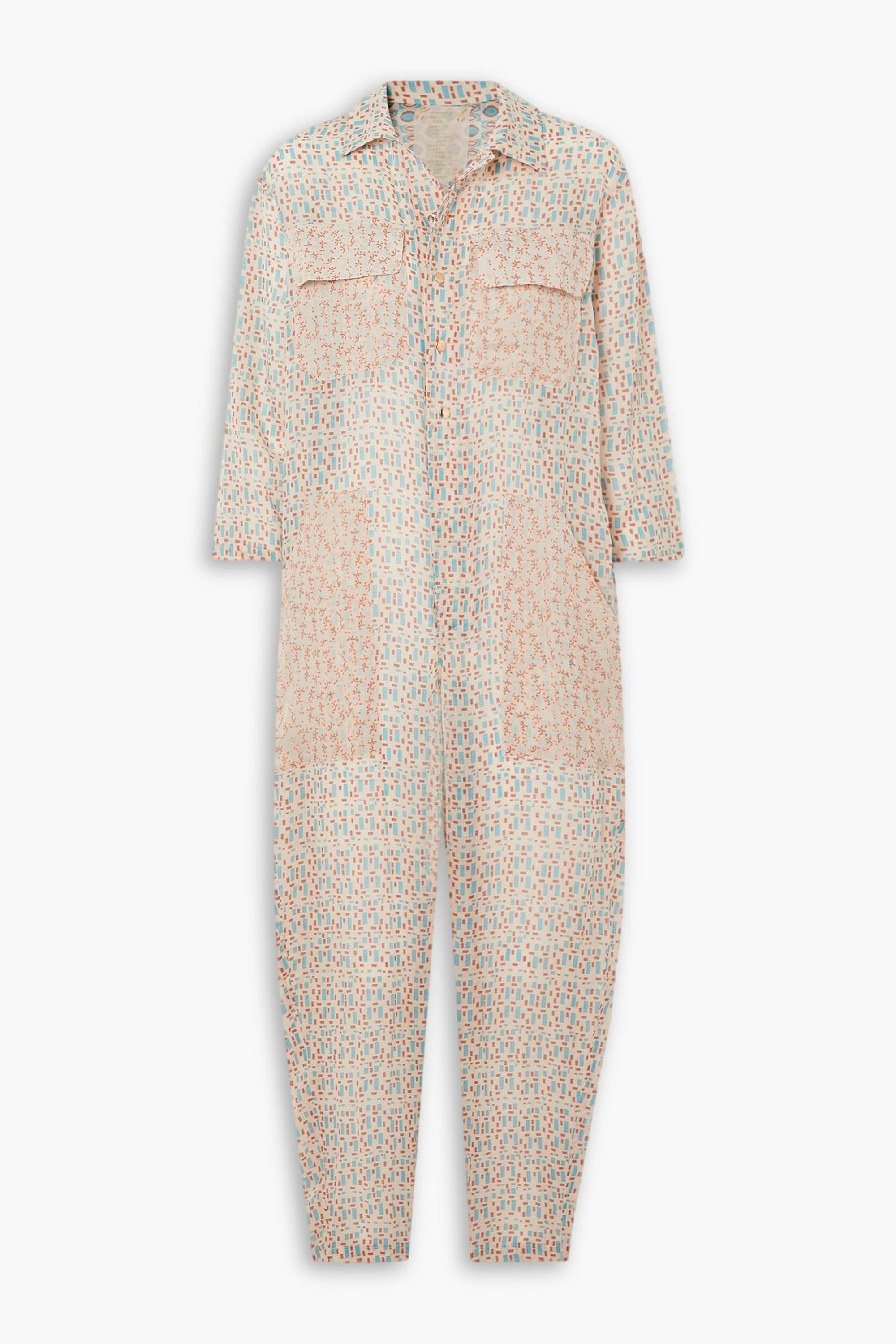 Yvonne S Printed cotton-voile jumpsuit