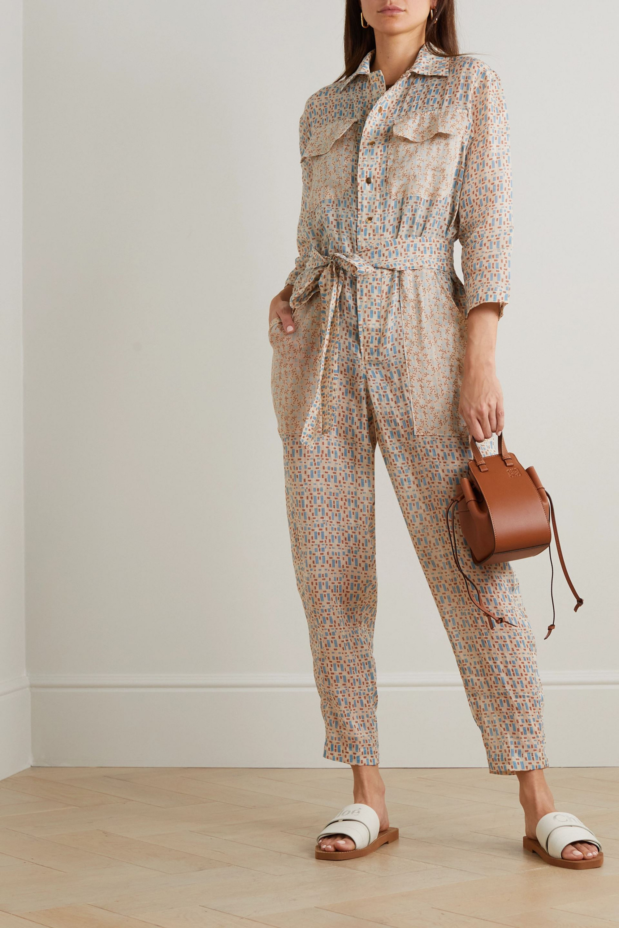 Yvonne S Printed cotton-voile jumpsuit