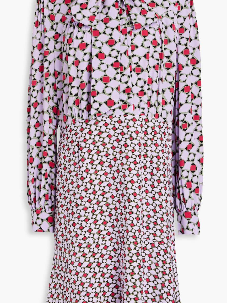 alcina pussy-bow printed crepe dress