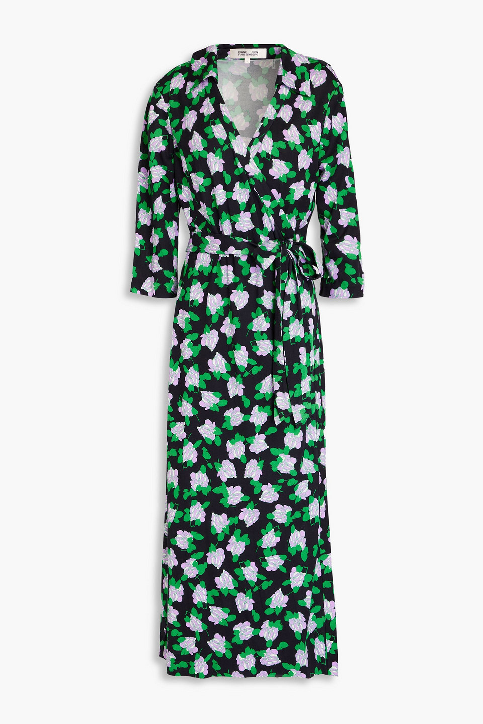 Diane Von Furstenberg Abigail Floral-print Silk-jersey Midi Wrap Dress In Green