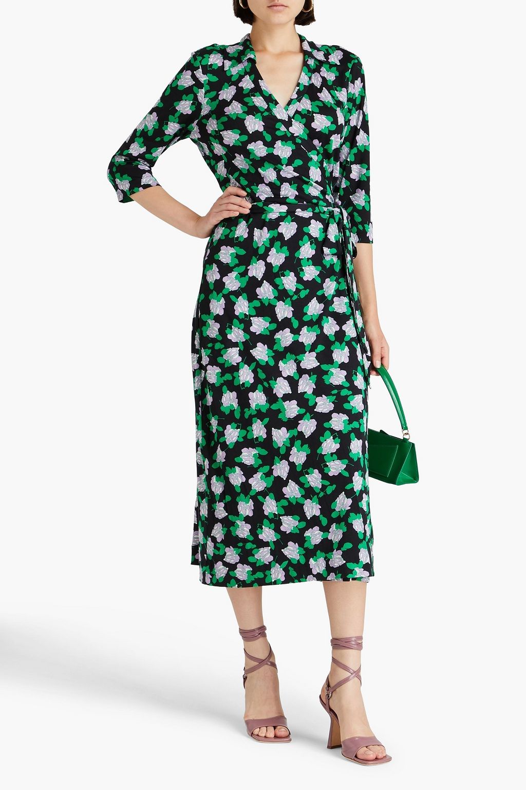DIANE VON FURSTENBERG Abigail floral-print silk-jersey midi wrap dress ...