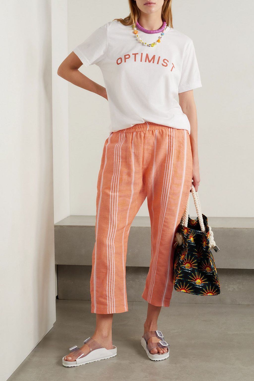 PARADISED Cropped striped cotton tapered pants