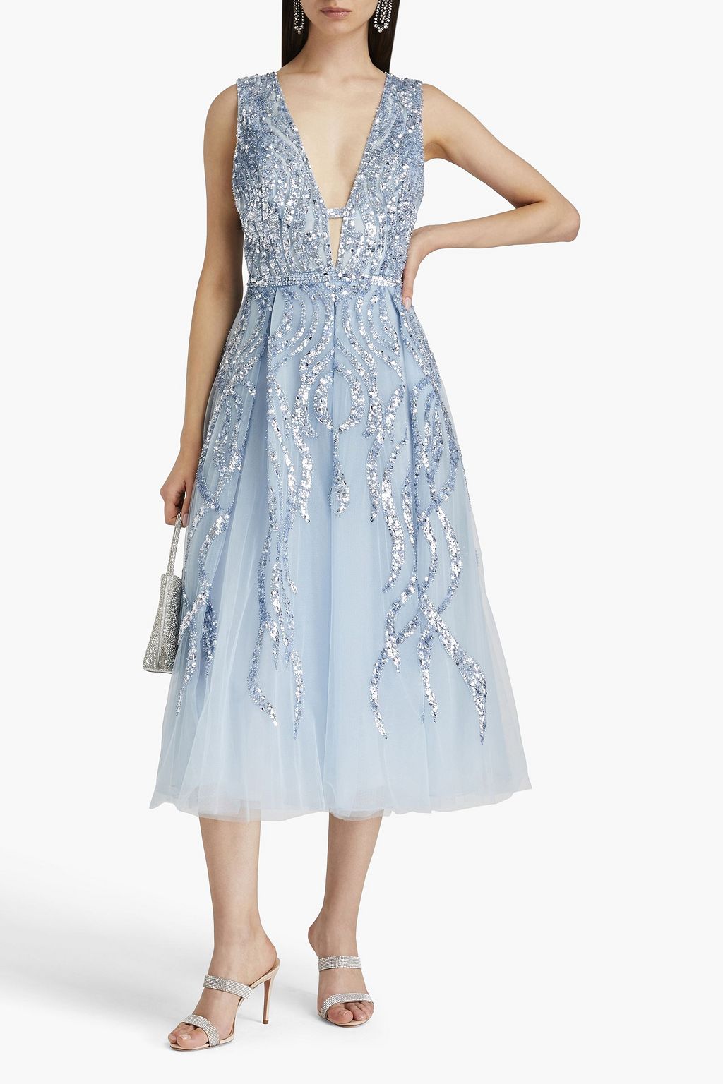 ZUHAIR MURAD 장식 디테일 튤 미디 드레스