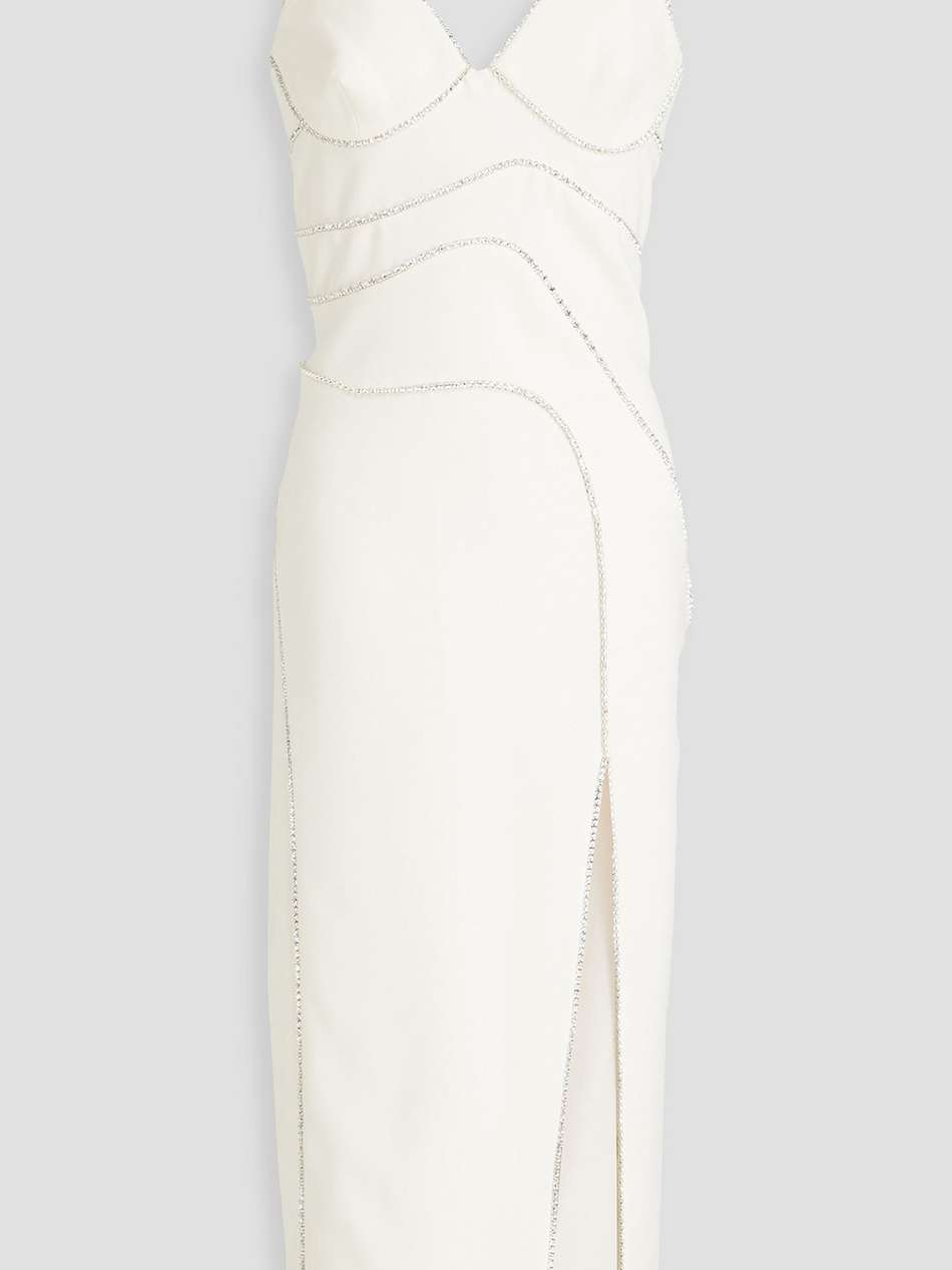 crystal-embellished crepe midi dress