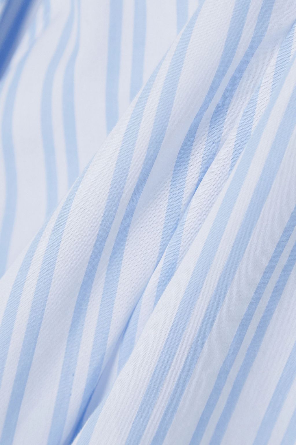STAUD Danica belted cutout open-back striped cotton-poplin blouse