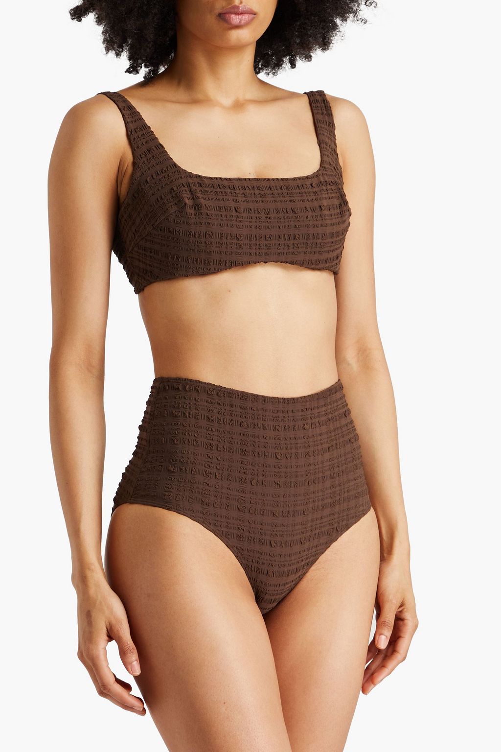 FORM AND FOLD D-G The Crop seersucker underwired bikini top