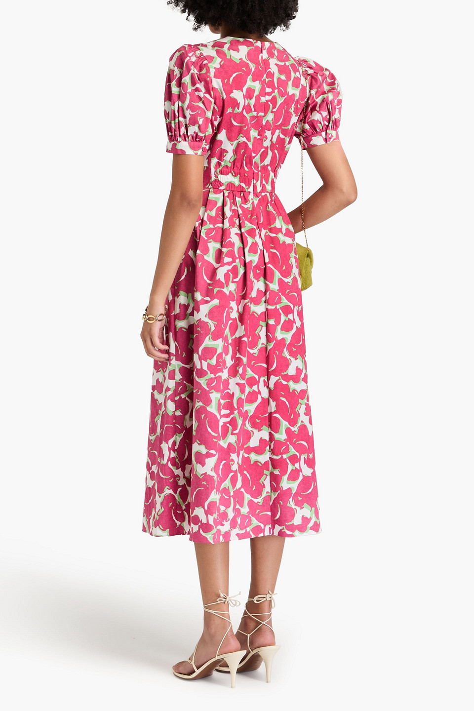 Diane Von Furstenberg Heather Floral Cotton Midi Dress In Pink