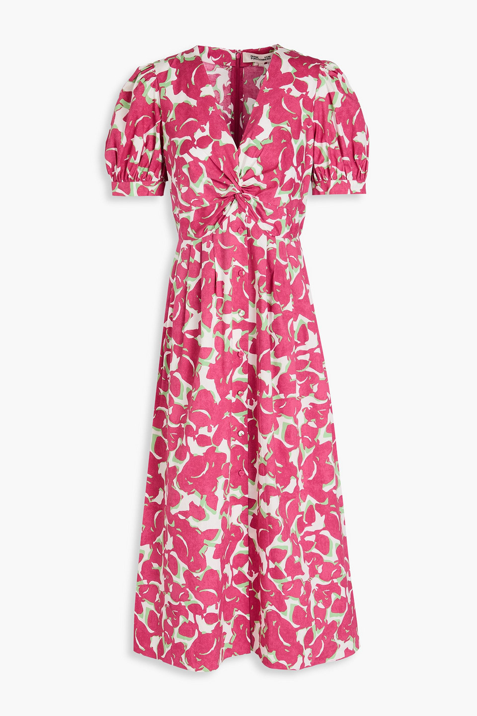 Diane Von Furstenberg Heather Floral Cotton Midi Dress In Pink