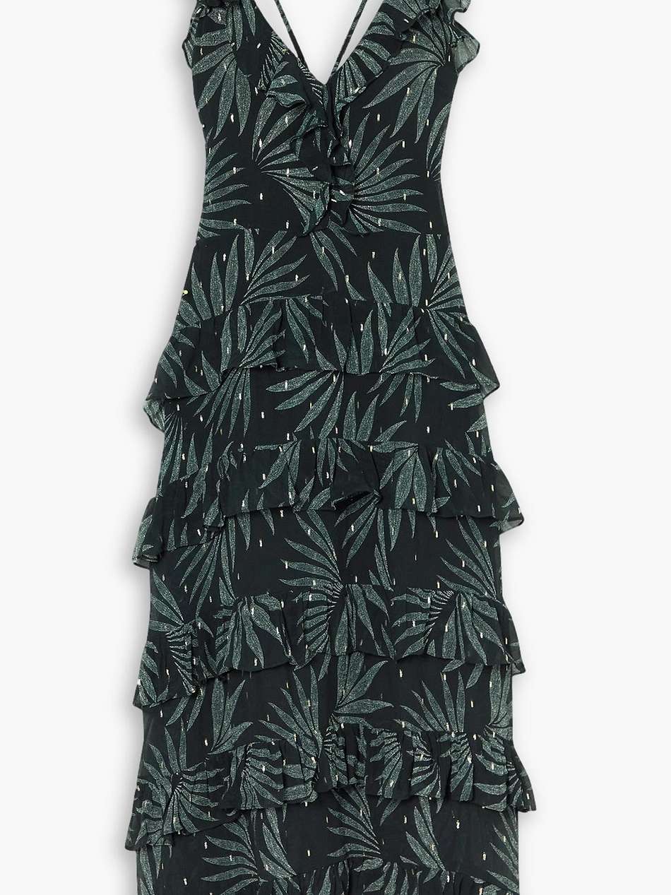 mimi ruffled printed crinkled fil coupé silk-blend midi dress