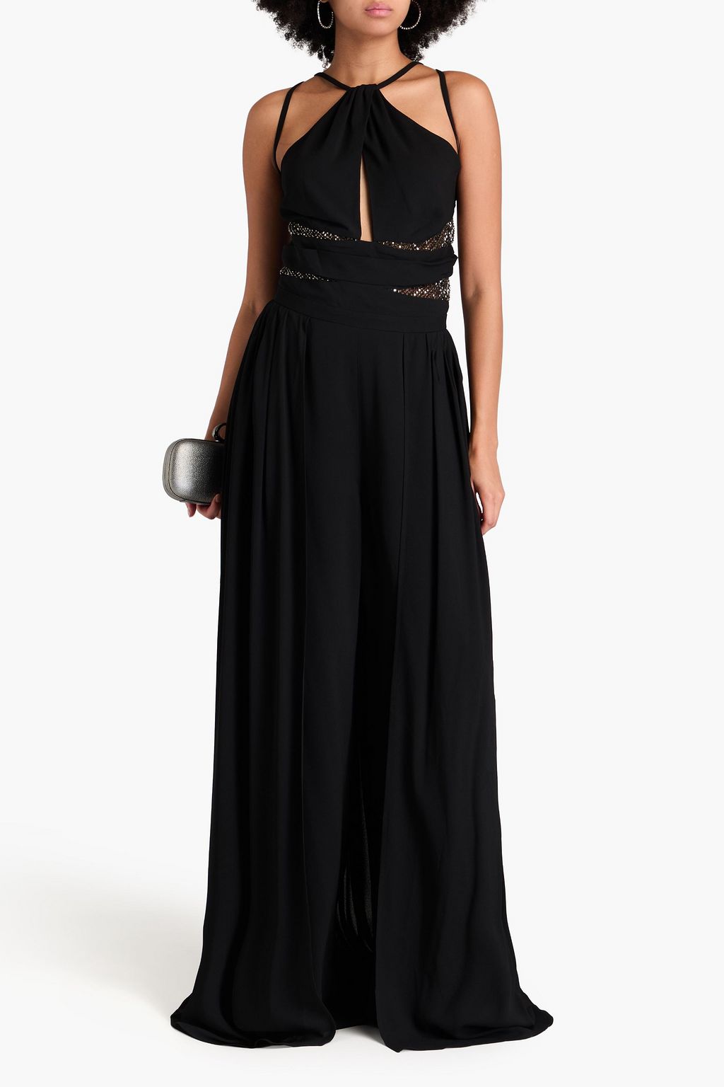ZUHAIR MURAD Crystal-embellished twisted cutout crepe jumpsuit