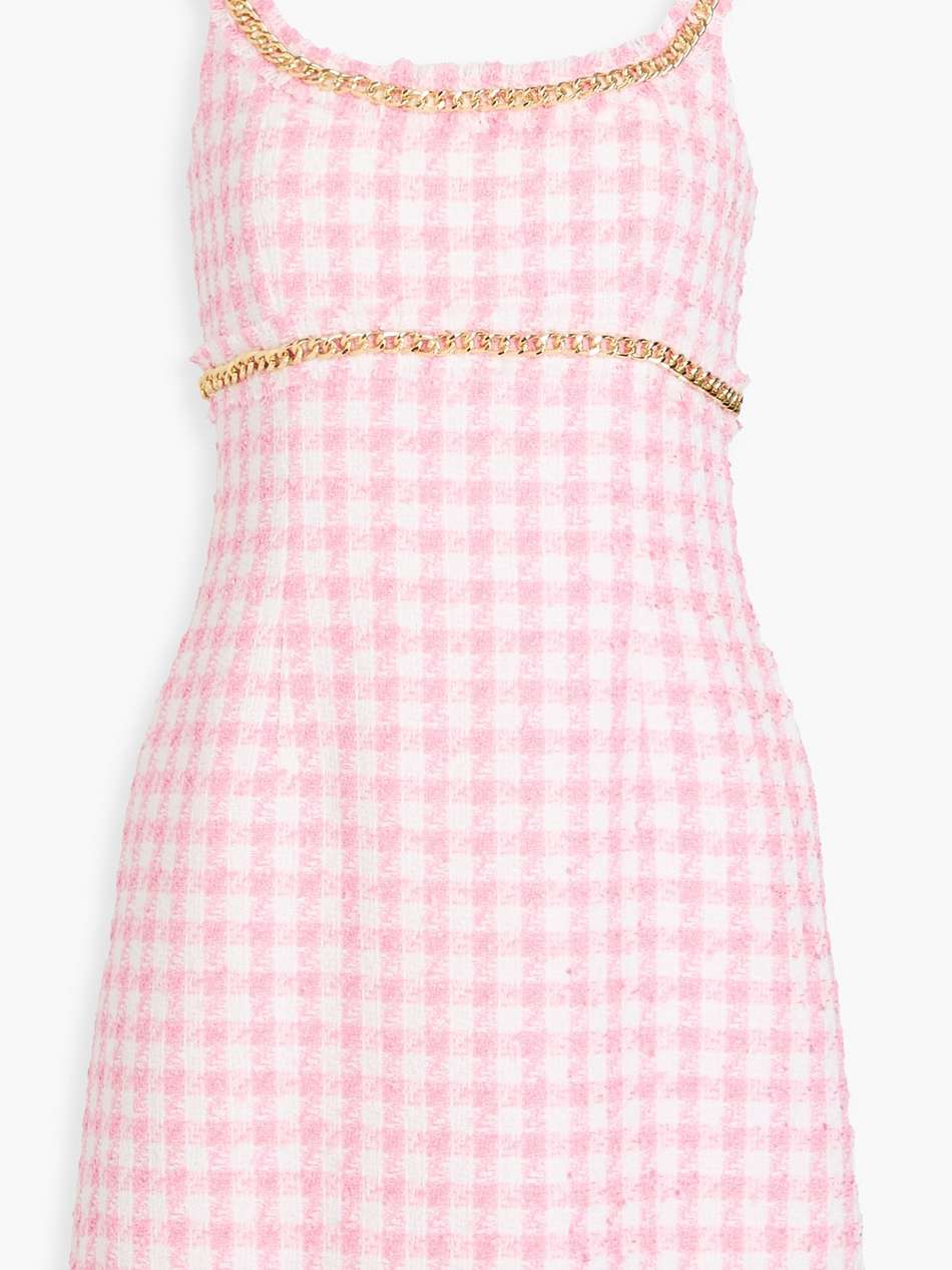gabrielle chain-embellished gingham tweed mini dress