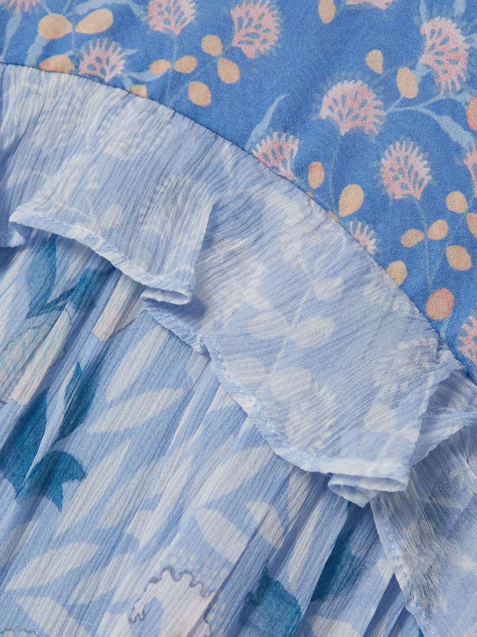 jolie tiered floral-print silk-chiffon and crepon maxi dress