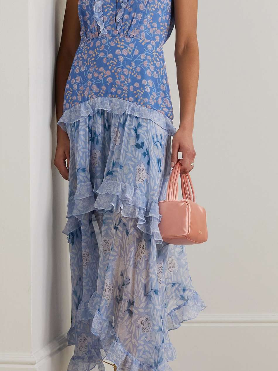 jolie tiered floral-print silk-chiffon and crepon maxi dress