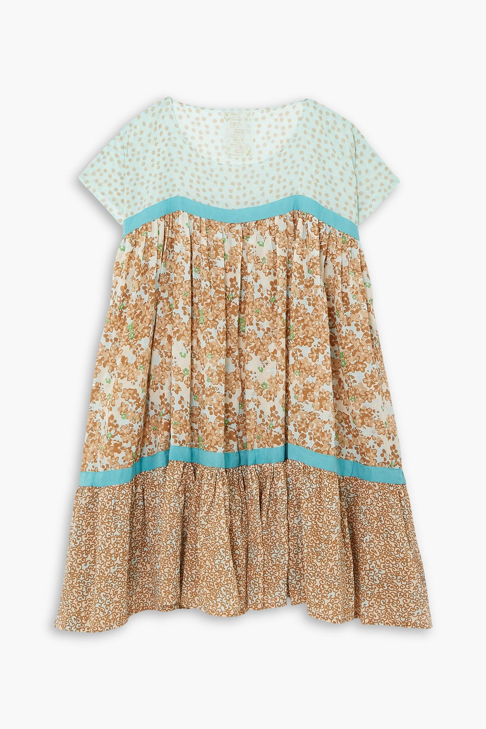 Yvonne S Wind Tiered Floral-print Cotton-voile Dress In Sky Blue