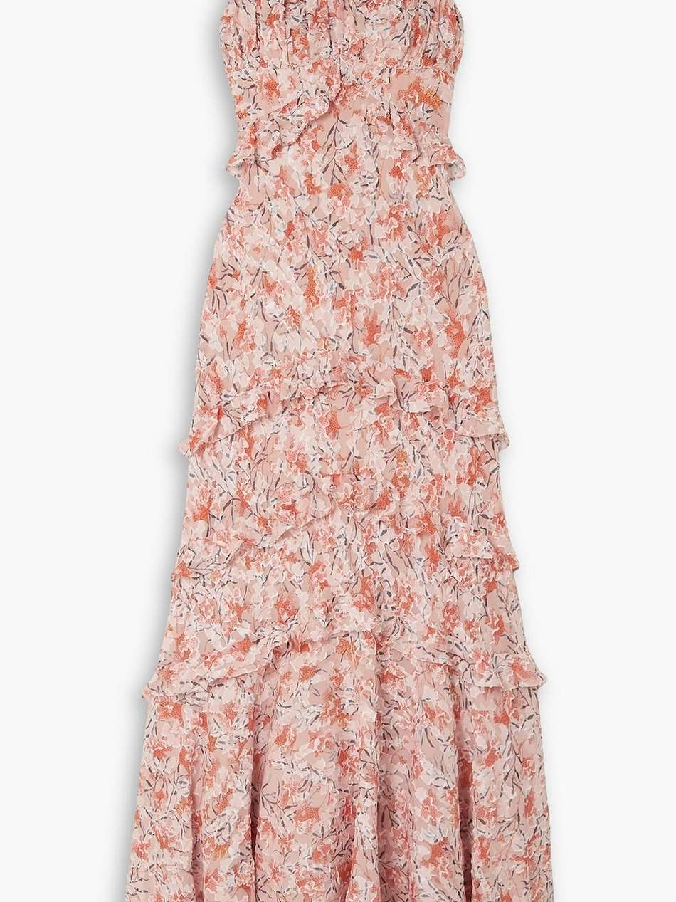 chandra ruffled floral-print fil coupé silk-blend georgette maxi dress
