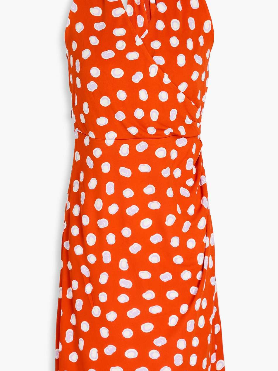 tawnia wrap-effect printed jersey halterneck mini dress