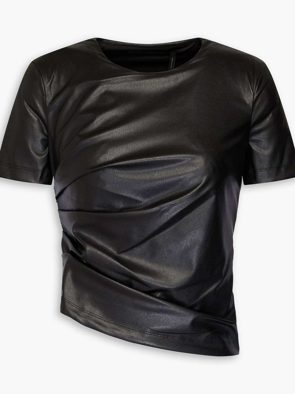 asymmetric faux leather top