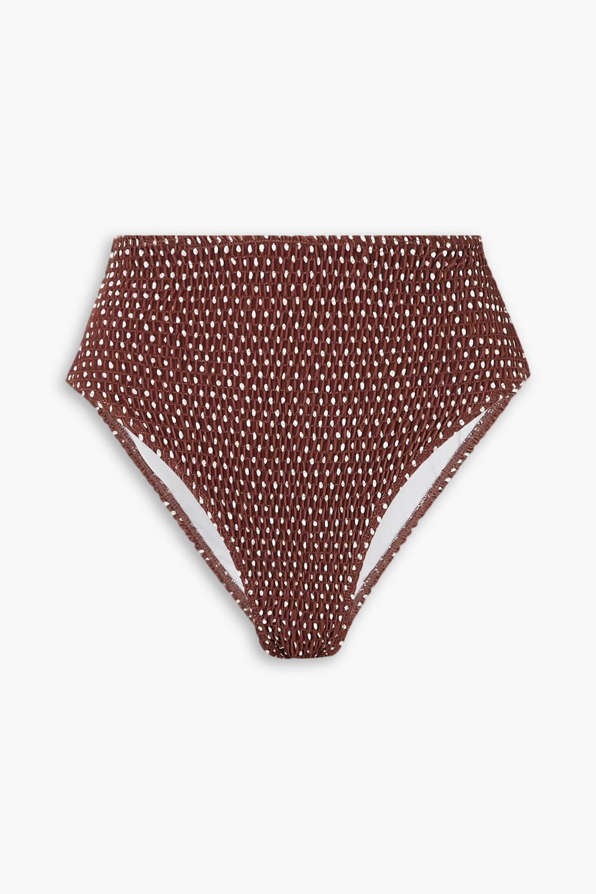 Faithfull Shirred polka-dot high-rise bikini briefs thumbnail