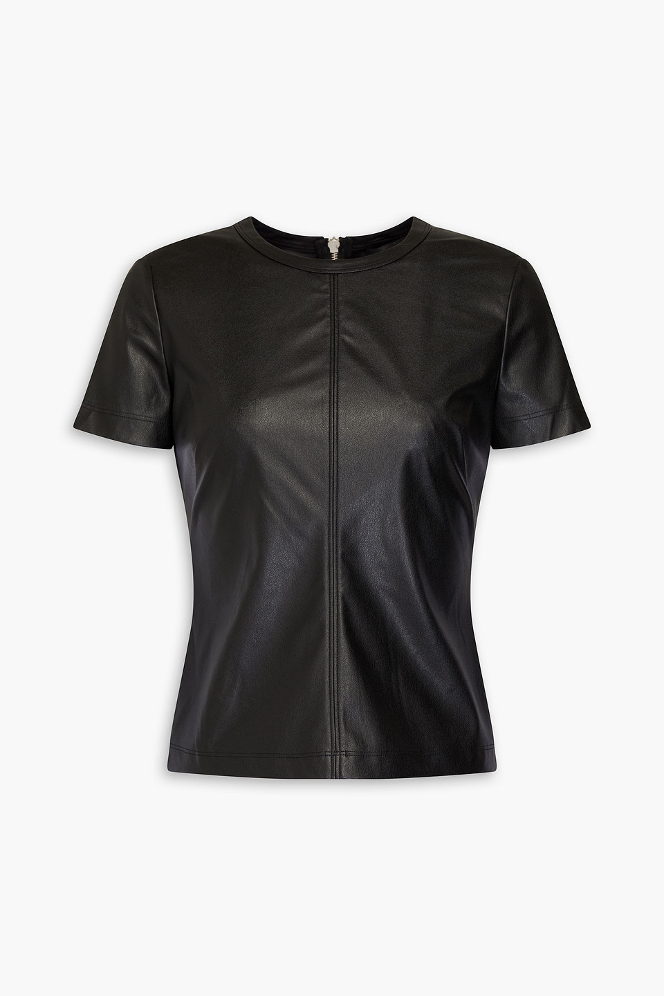 Helmut Lang Faux-leather Crewneck Top In Black