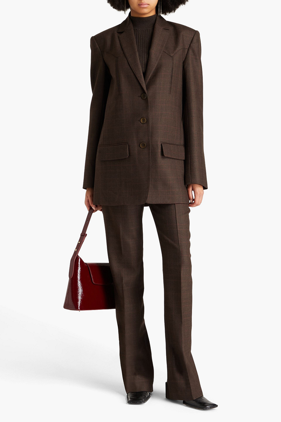  Tibi - Checked Wool Blazer - Brown - Us 0 