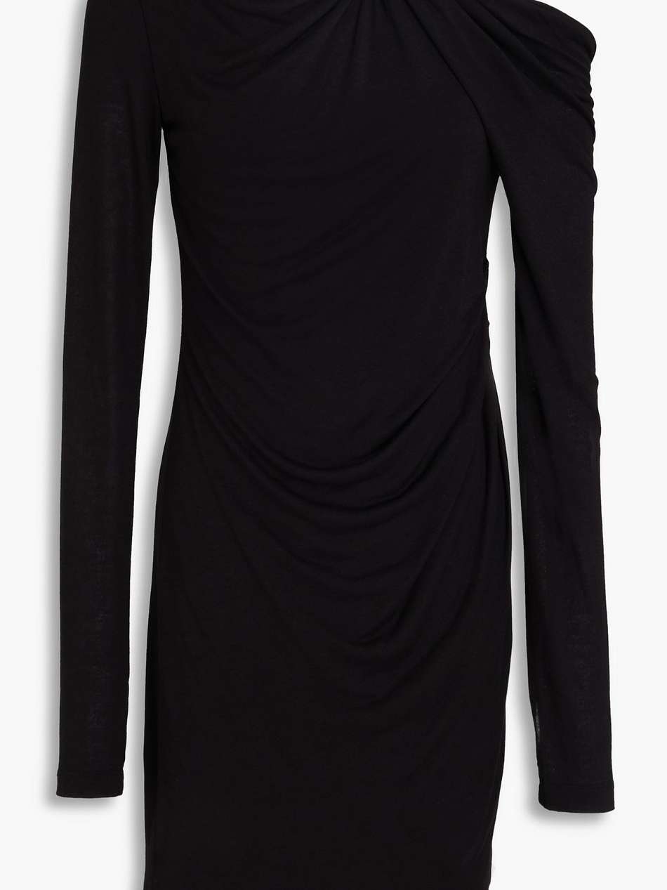 twist-front draped jersey mini dress